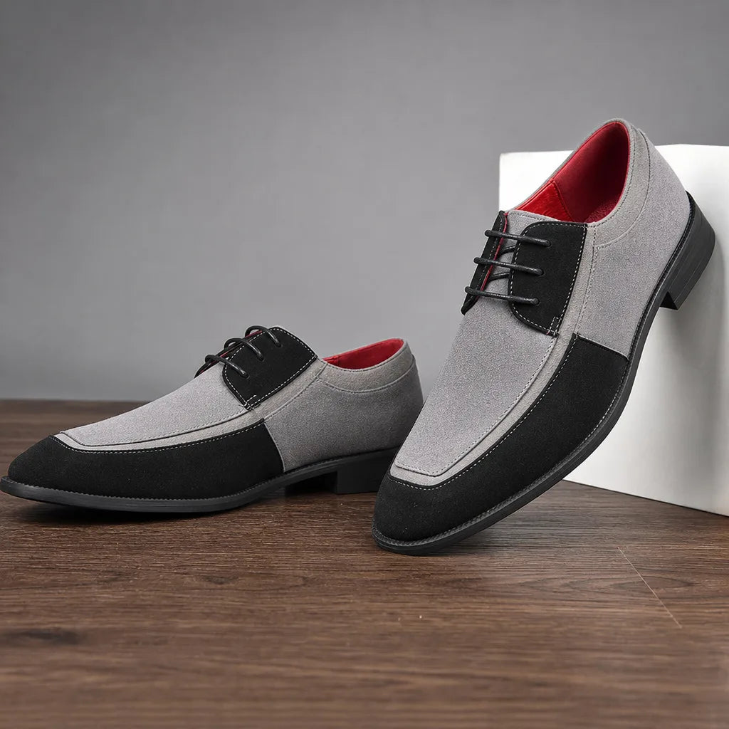 Charlie | Mens Fall Suede Dress Shoes - Color:Gray;Size:38