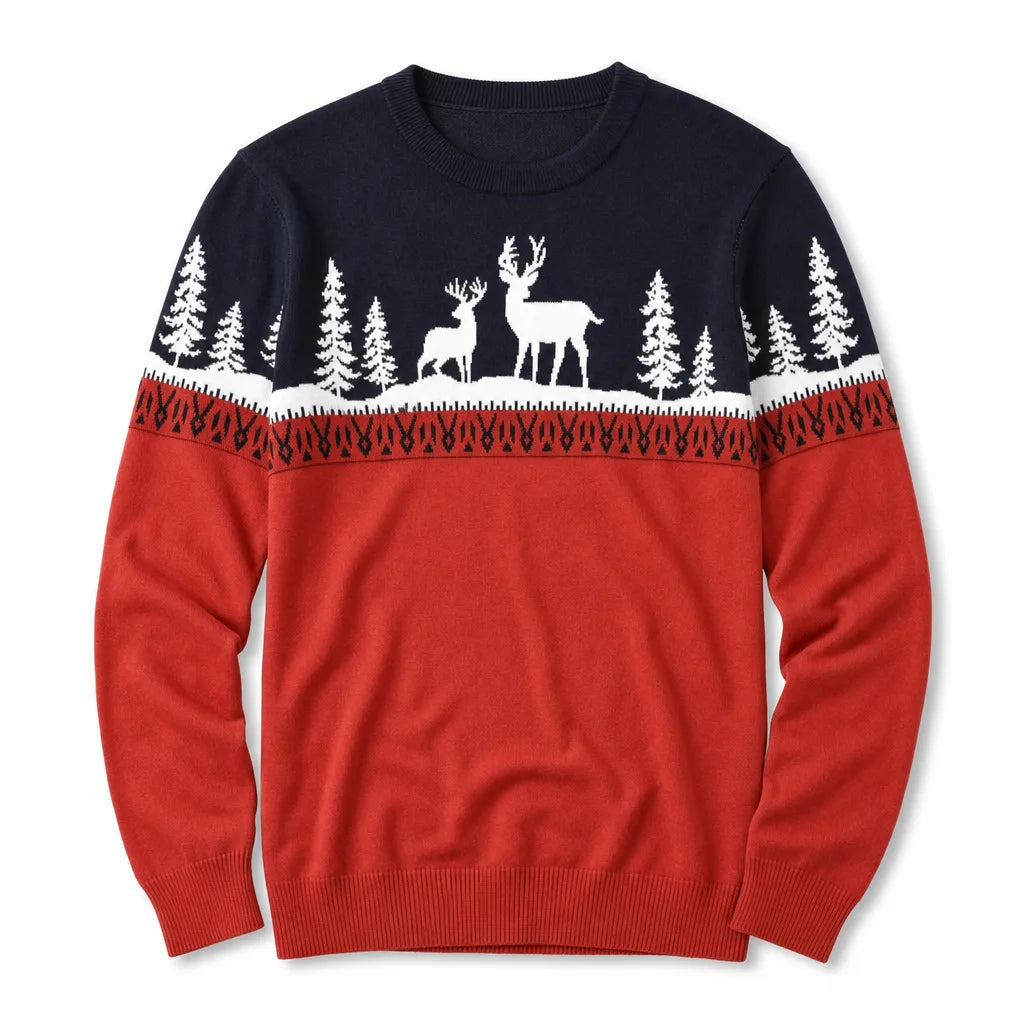 Charlie | Men's Festive Christmas Sweater  - Size:XS;Color:Red