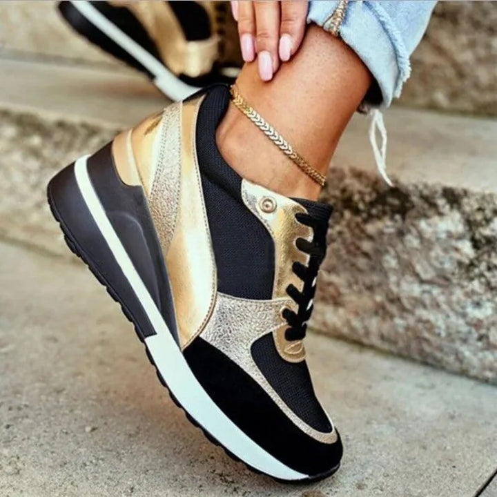Charlotte | Women's Trendy Orthopedic Sneakers - Color:Gold;Size:35