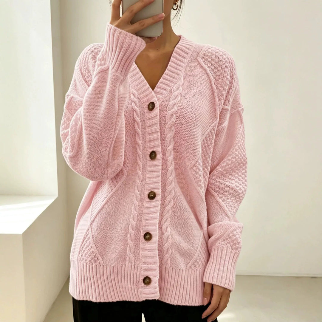 Chase | Women's Cable Knit Cardigan  - Size:XS;Color:Pink