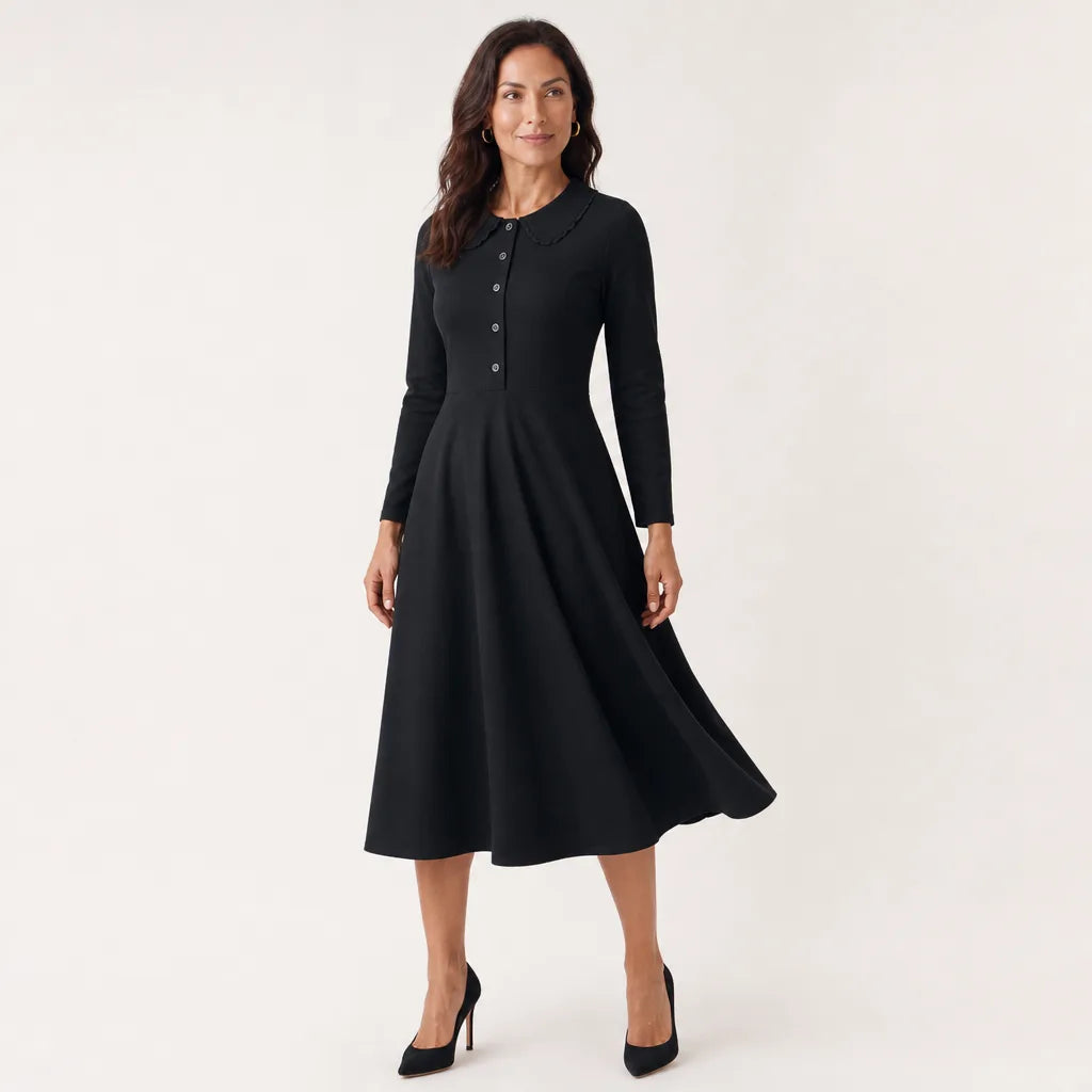 Women's Black Fairchild Peter Pan Collar Dress