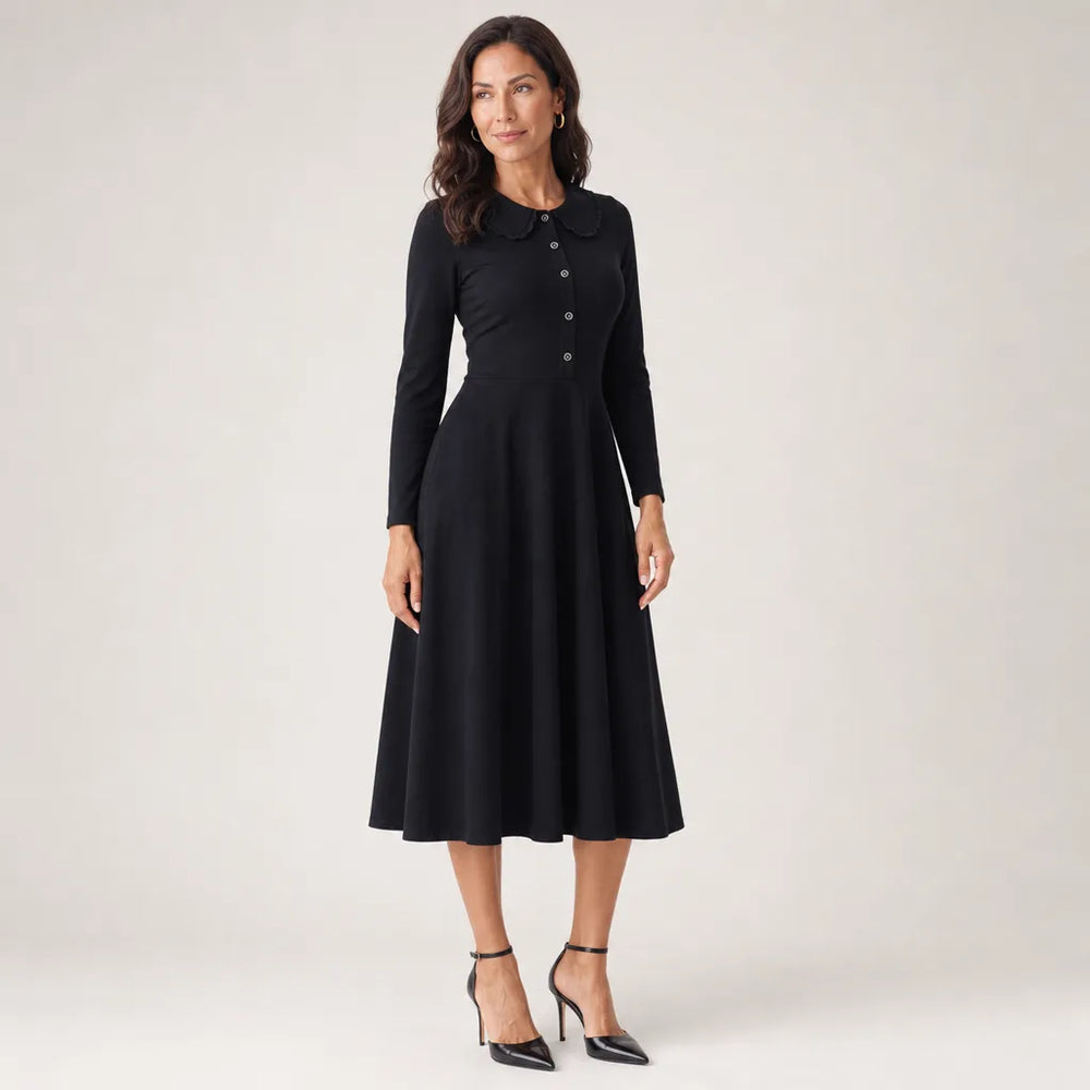 Women's Black Fairchild Peter Pan Collar Dress