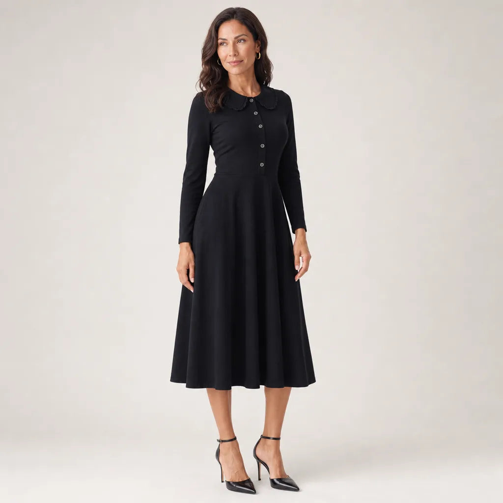 Women's Black Fairchild Peter Pan Collar Dress