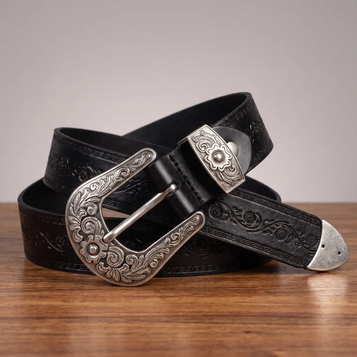 Men's Black Chadwick Embossed Leather Belt