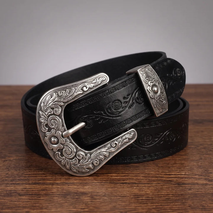 Men's Black Chadwick Embossed Leather Belt