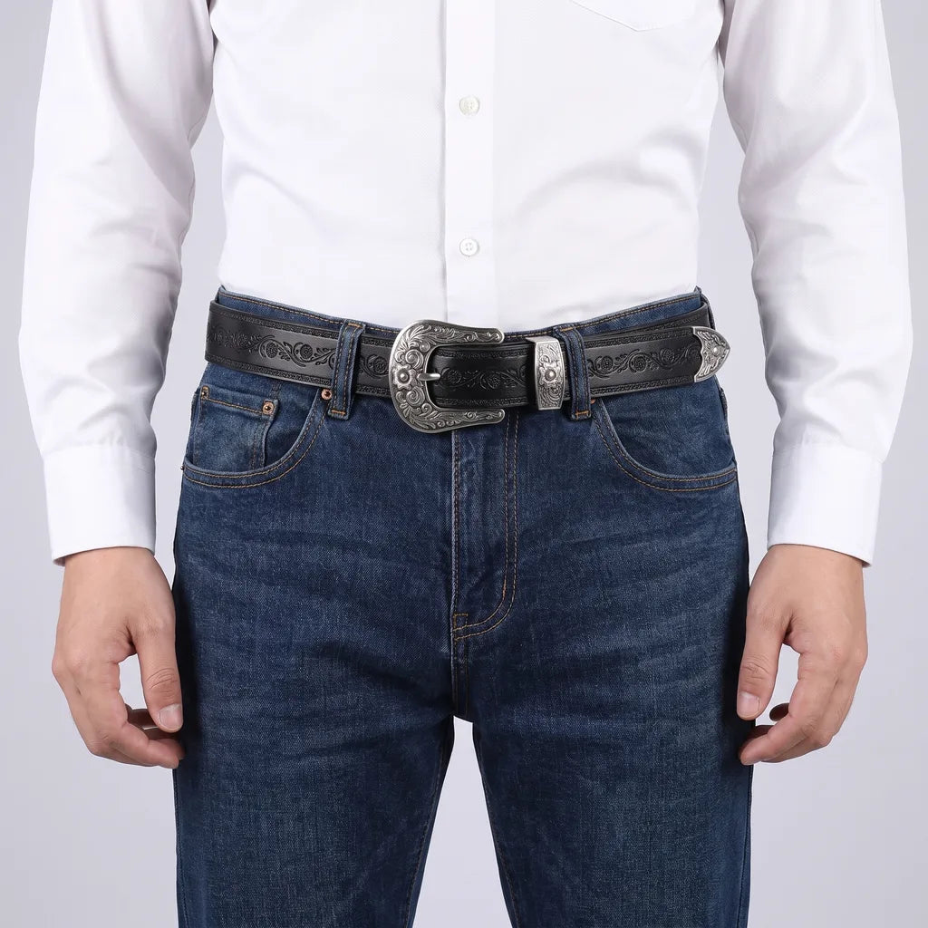 Men's Black Chadwick Embossed Leather Belt