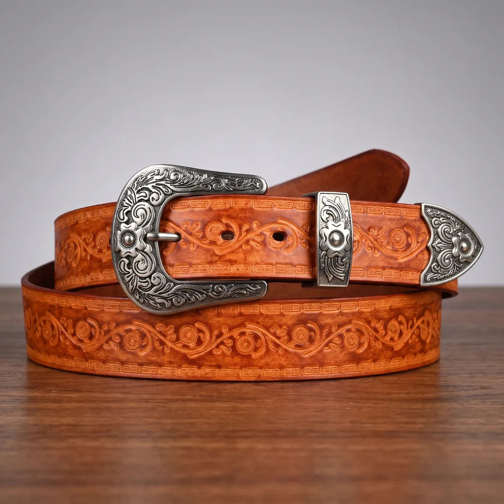 Men's Yellow Chadwick Embossed Leather Belt