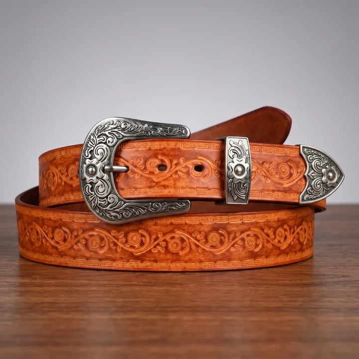 Men's Yellow Chadwick Embossed Leather Belt