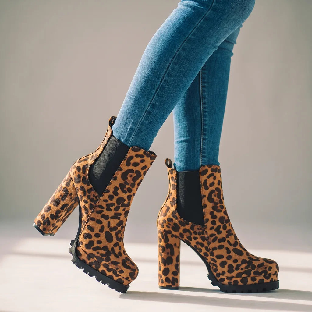 Chloe | Women's Orthopedic Ankle Boots - Color:Leopard Print;Size:35