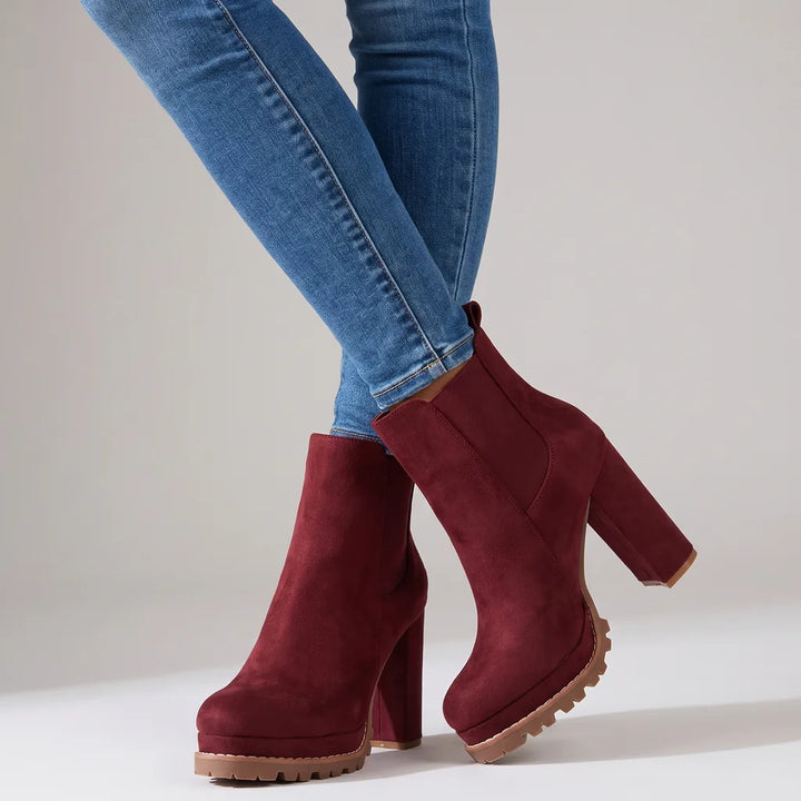 Chloe | Women's Orthopedic Ankle Boots - Color:Red;Size:35
