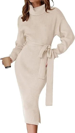 Christina | Women's Cozy Sweater Dress - Size:S;Color:Off-White