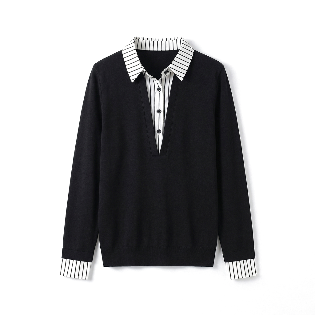 Claire Layered Viscose Shirt - Color:Black;Size:S