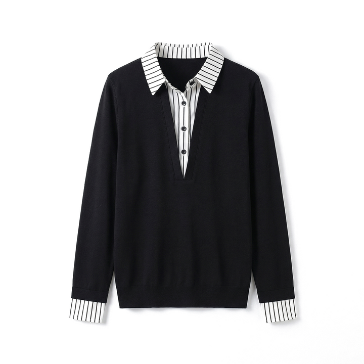 Claire Layered Viscose Shirt - Color:Black;Size:S