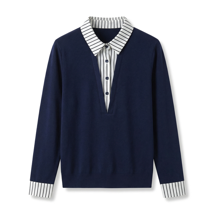 Claire Layered Viscose Shirt - Color:Navy;Size:S