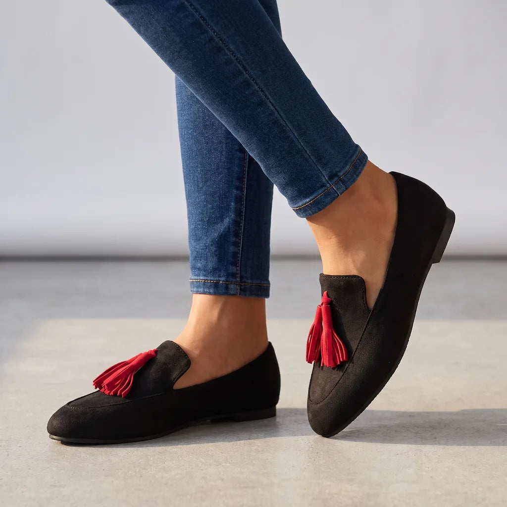 Claire | Women's Orthopedic Tassel Loafers  - Color:Black;Size:35