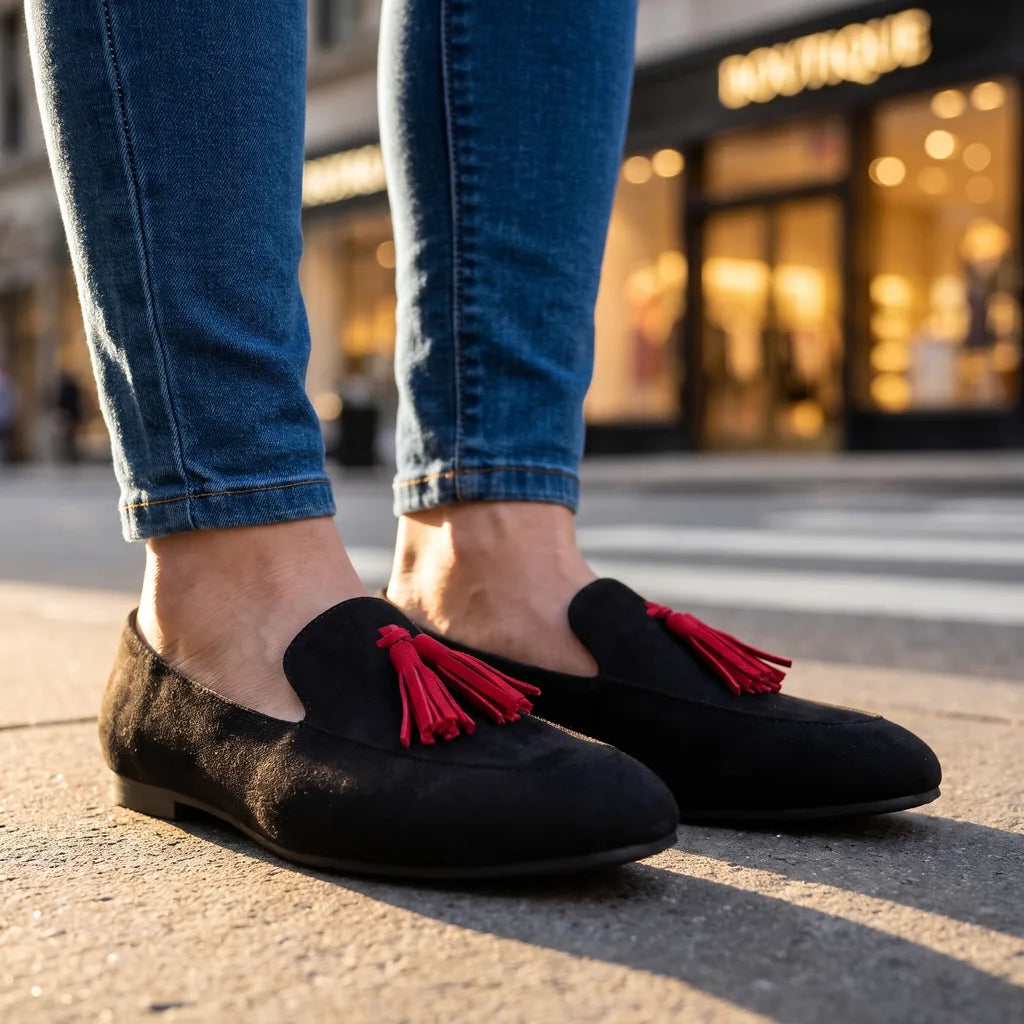 Men's Black Wakefield Leopard Tassel Loafers