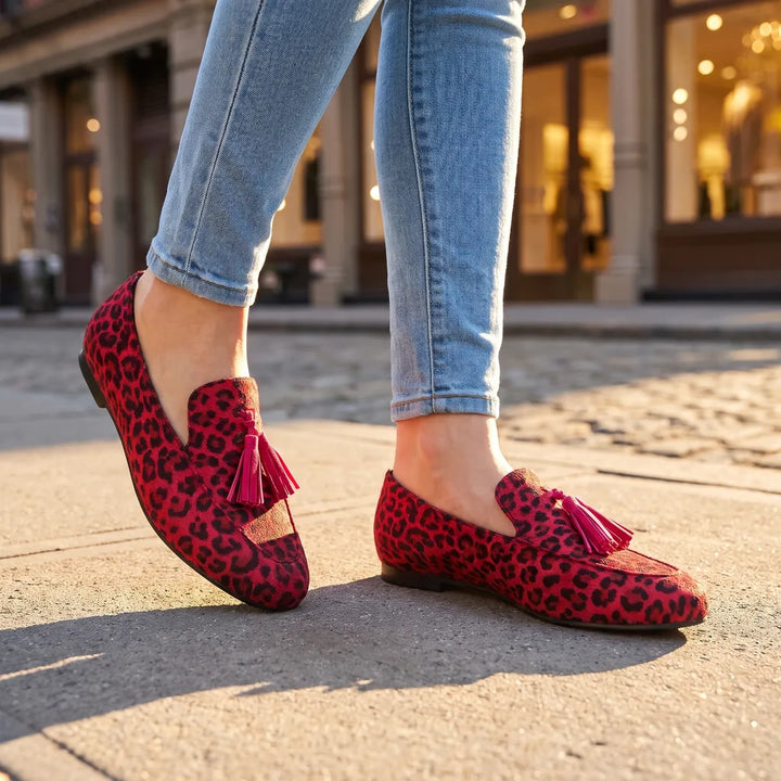 Men's Red Wakefield Leopard Tassel Loafers