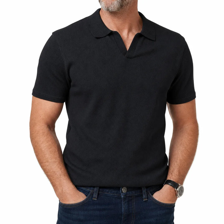 Clancy | Men's Fall Knit Polo Shirt - Color:Black;Size:S