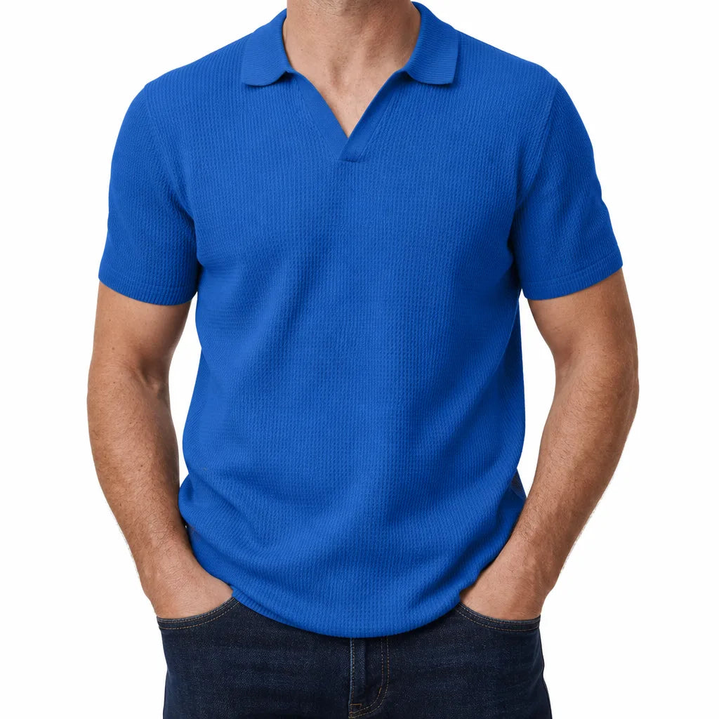 Clancy | Men's Fall Knit Polo Shirt - Color:Blue;Size:S