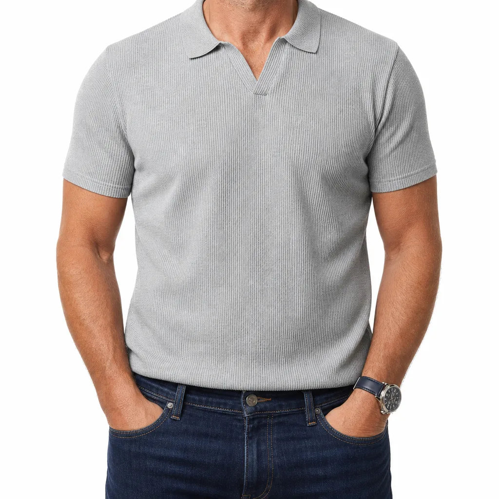 Clancy | Men's Fall Knit Polo Shirt - Color:Gray;Size:S