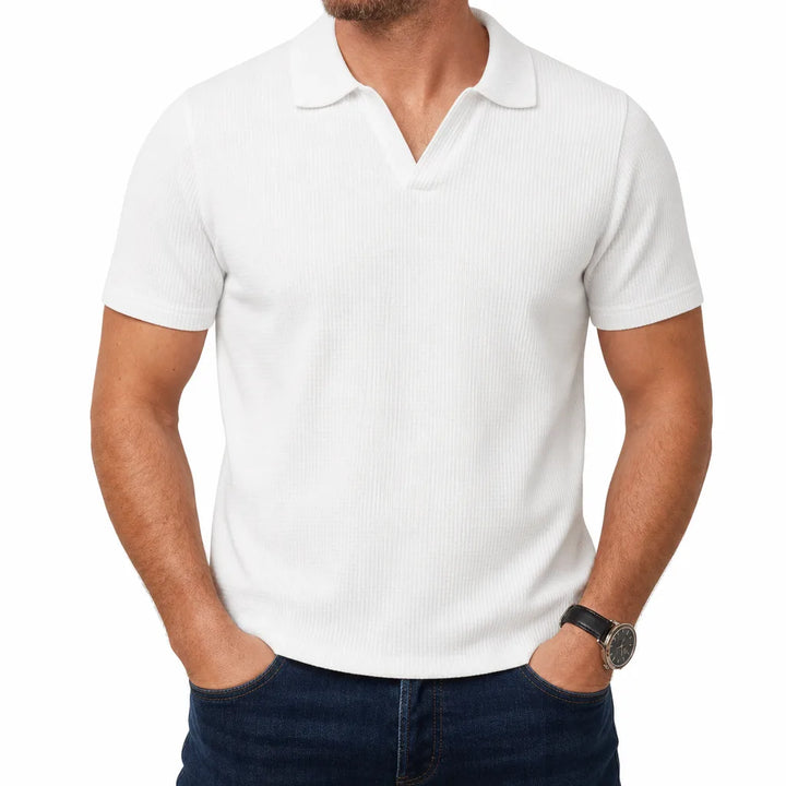 Clancy | Men's Fall Knit Polo Shirt - Color:White;Size:S