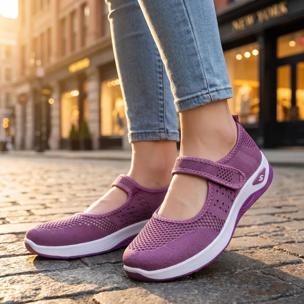 Women's Purple Ramsey Mesh Walking Flats