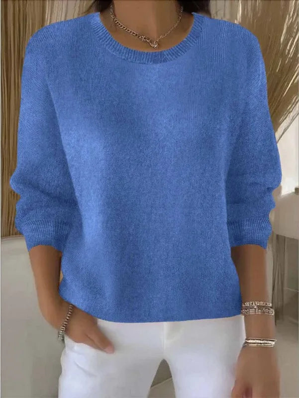 Clancy | Women's Relaxed Soft Knit Sweater - Size:XS;Color:Blue
