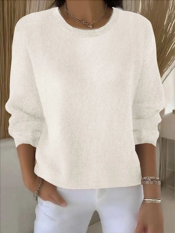 Clancy | Women's Relaxed Soft Knit Sweater - Size:XS;Color:Cream