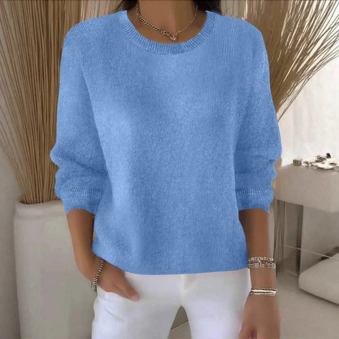 Clancy | Women's Relaxed Soft Knit Sweater - Size:XS;Color:Light Blue