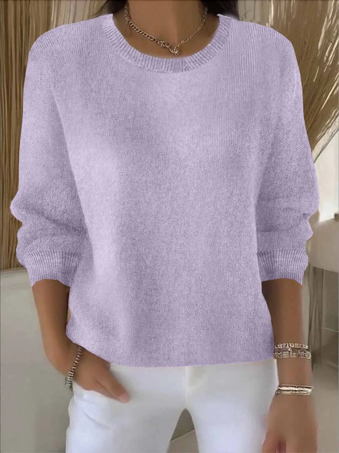 Clancy | Women's Relaxed Soft Knit Sweater - Size:XS;Color:Light Purple