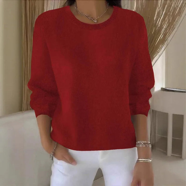 Clancy | Women's Relaxed Soft Knit Sweater - Size:XS;Color:Red