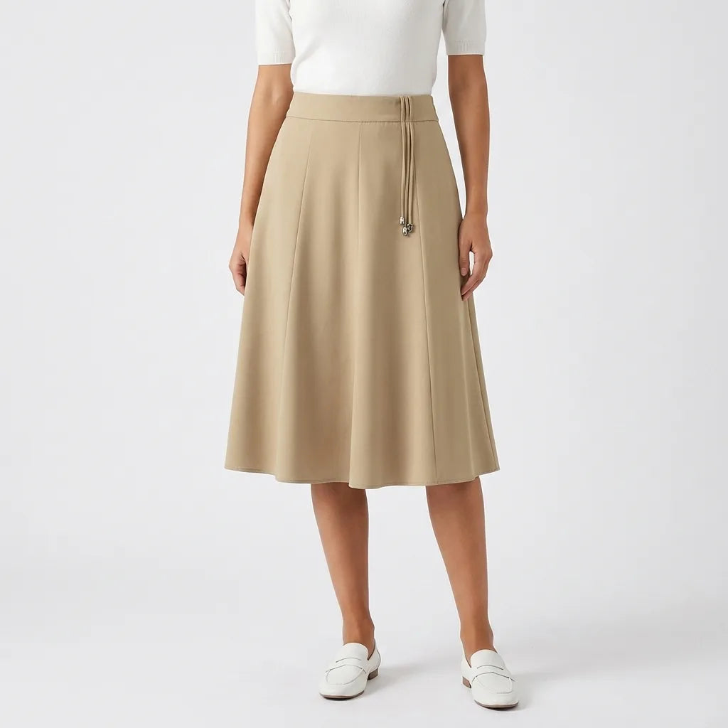 Women's Beige Clara Pleated Midi Skirt