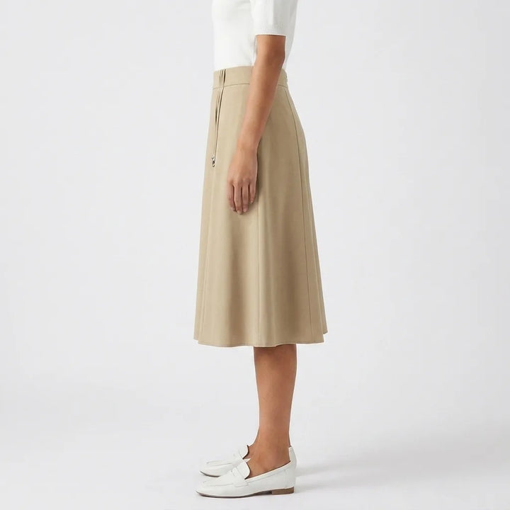 Women's Beige Clara Pleated Midi Skirt