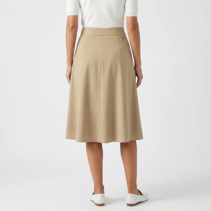Women's Beige Clara Pleated Midi Skirt