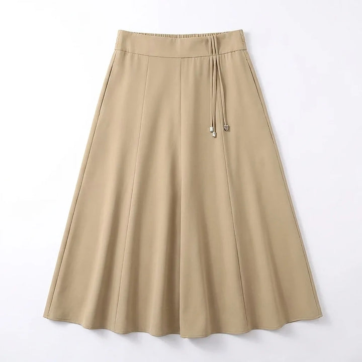 Clara Pleated Midi Skirt - Color:Beige;Size:S