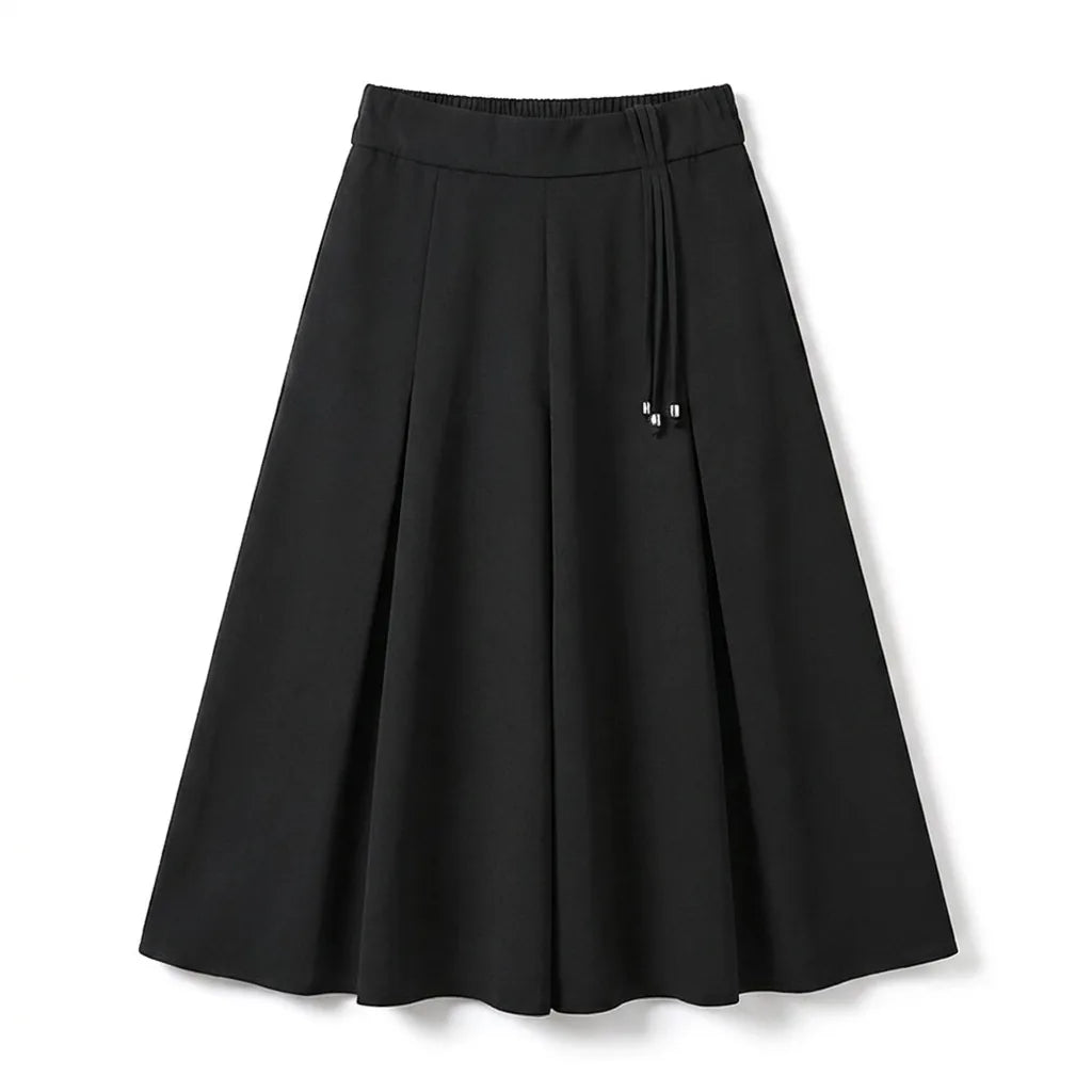 Clara Pleated Midi Skirt - Color:Black;Size:S