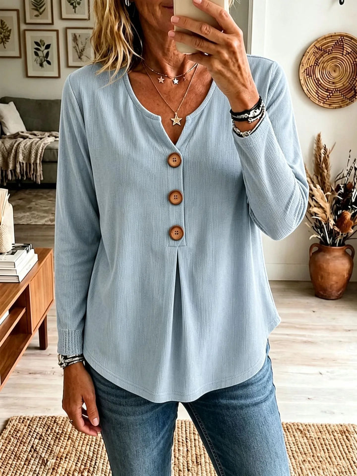 Clara | Women's Buttoned Caridgan  - Color:Blue;Size:XS