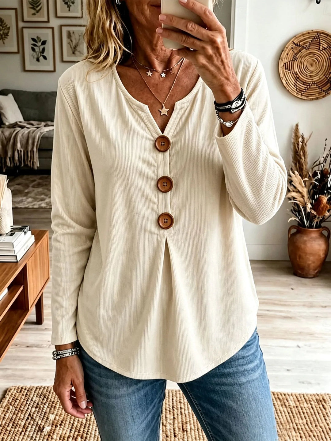 Clara | Women's Buttoned Caridgan  - Color:White;Size:XS