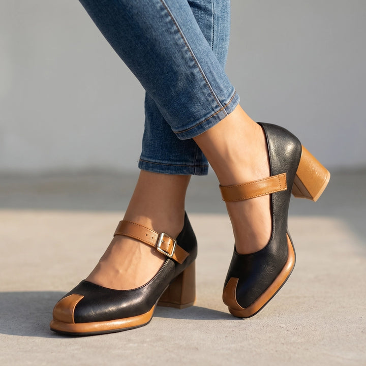 Claudia Block Heels - Color:Black;Size:35
