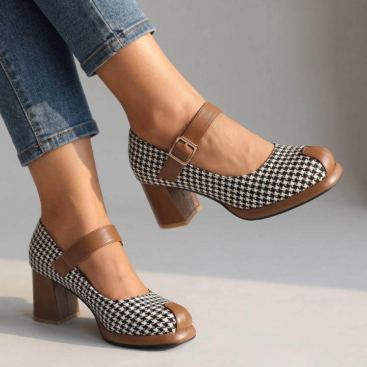 Claudia Block Heels - Color:White;Size:35