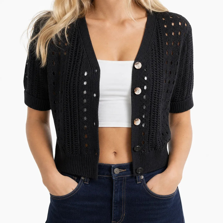 Clementine | Eelegant Women's Cardigan - Color:Black;Size:XS