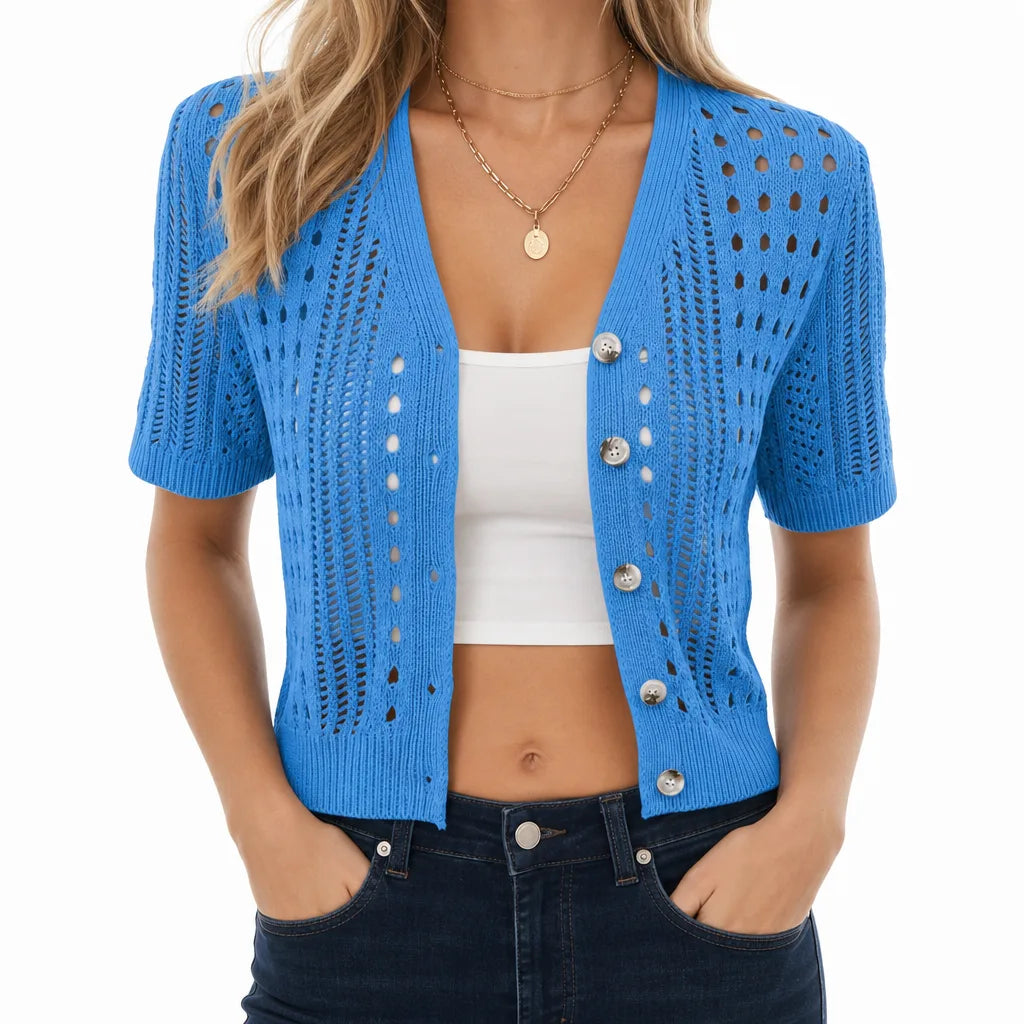 Clementine | Eelegant Women's Cardigan - Color:Blue;Size:XS