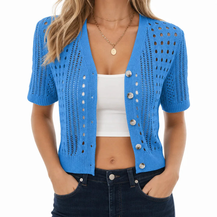 Clementine | Eelegant Women's Cardigan - Color:Blue;Size:XS