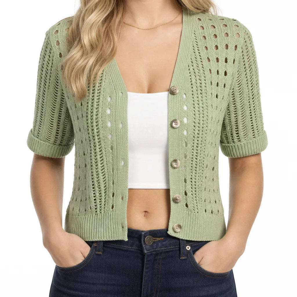 Clementine | Eelegant Women's Cardigan - Color:Matcha;Size:XS