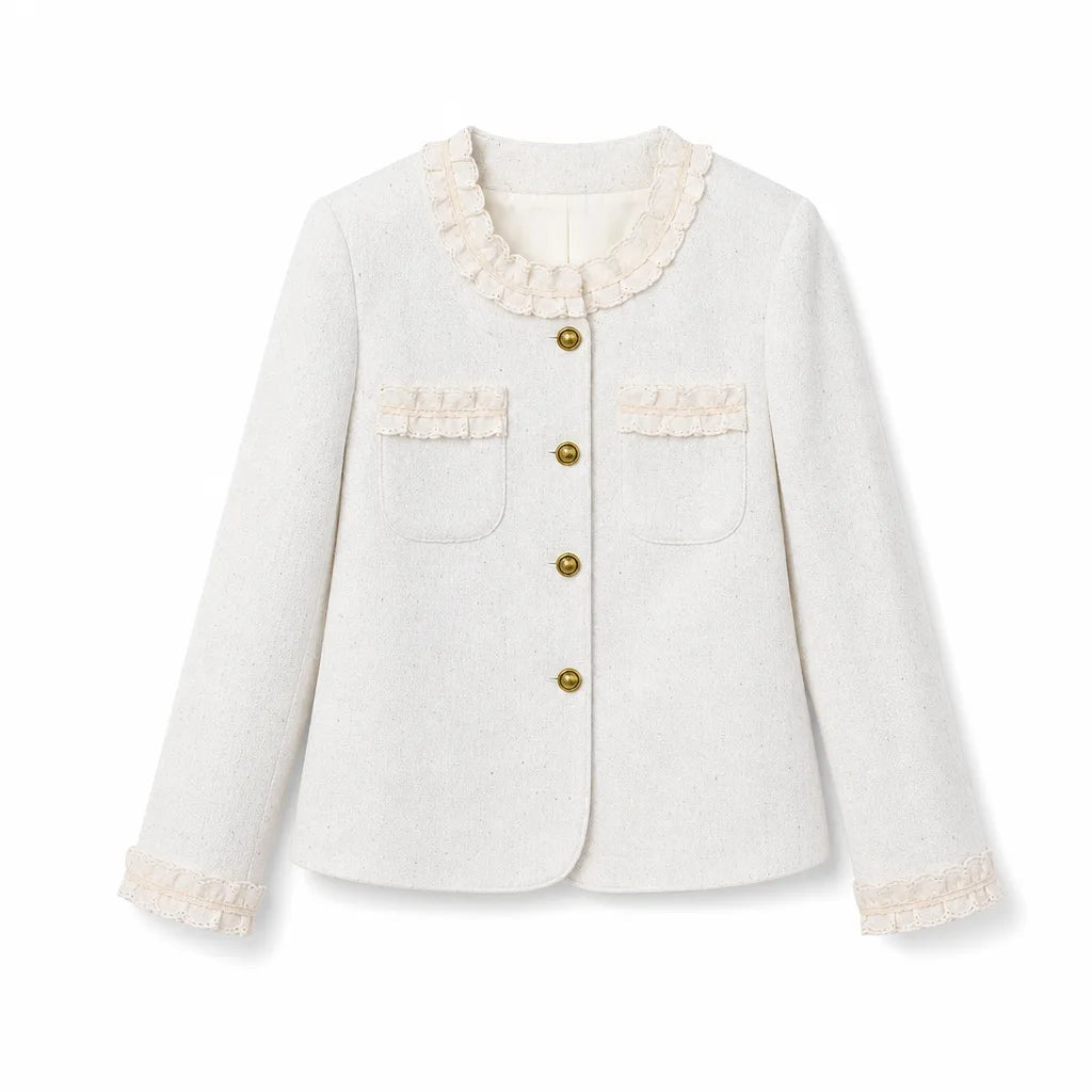 Clementine Textured Blazer - Color:Off White;Size:XS