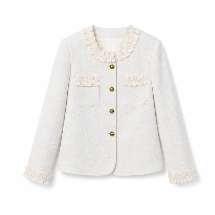 Clementine Textured Blazer - Color:Off White;Size:XS