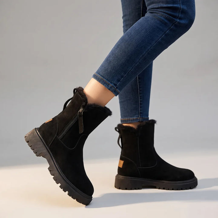 Clementine | Women's Cozy Fur-Lined Ankle Boots - Color:Black;Size:36