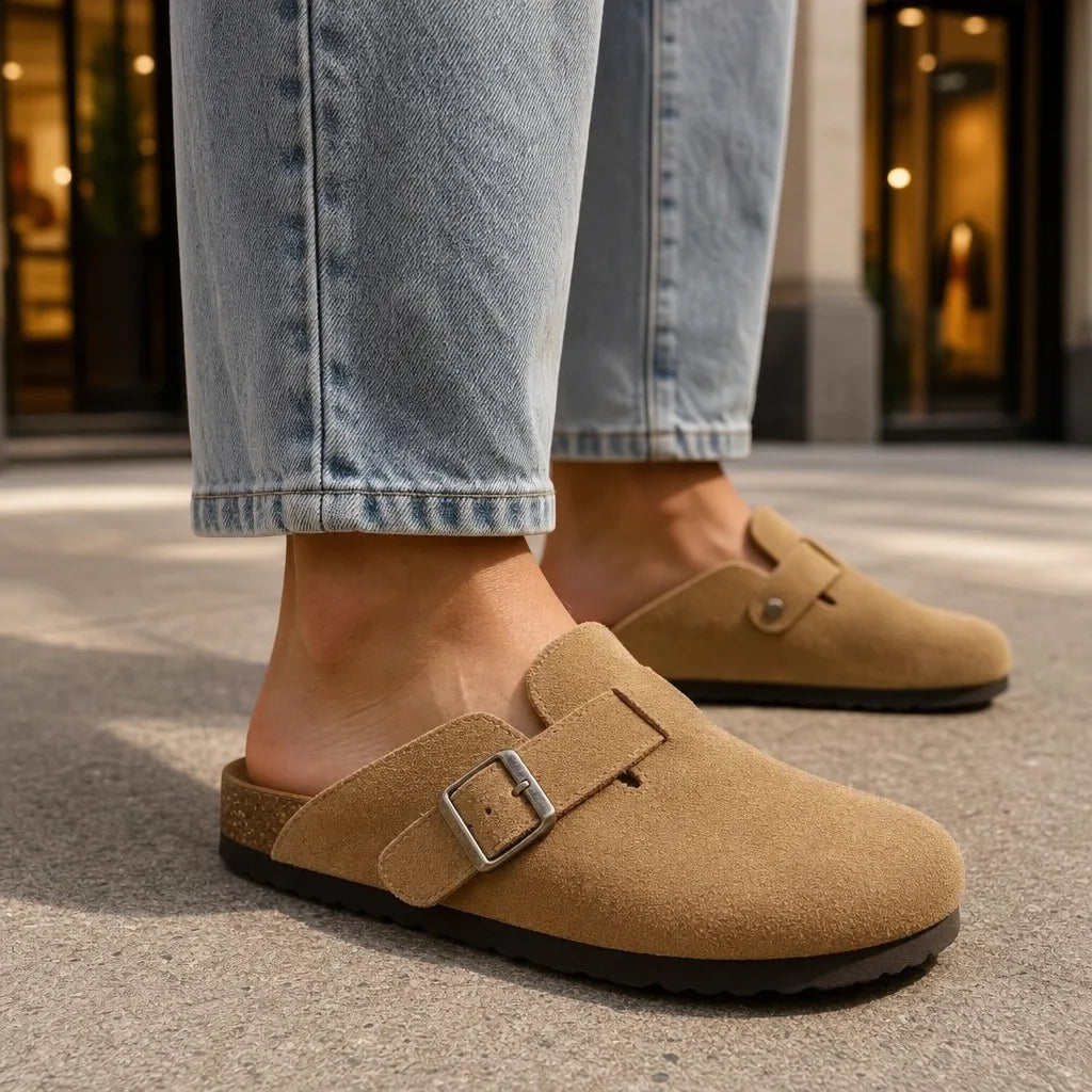 Women's Brown Cleo | Suede Buckle Clogs
