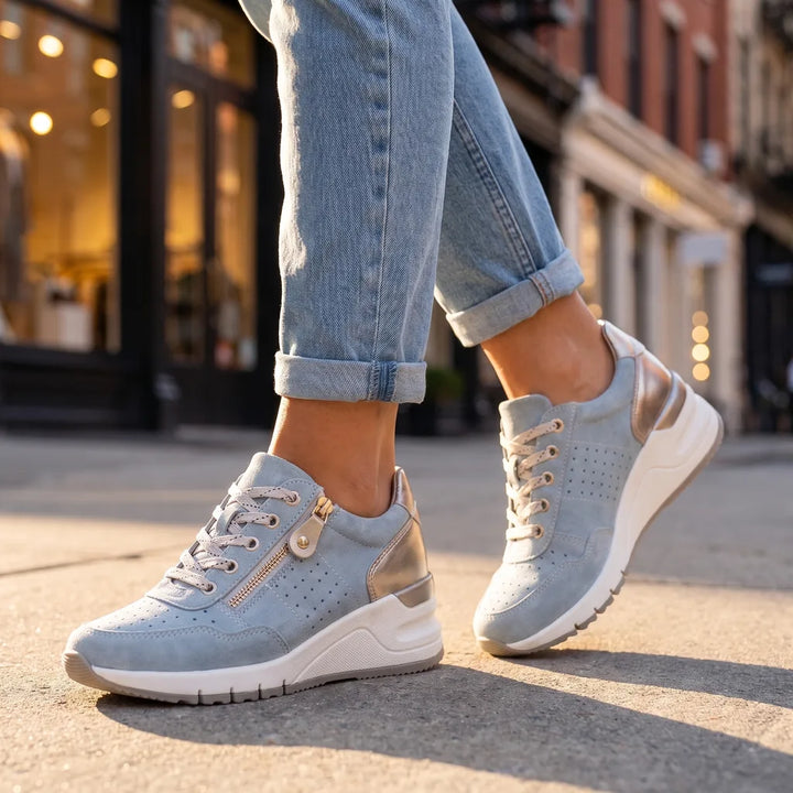 Women's Blue Cleo | Wedge Platform Sneakers