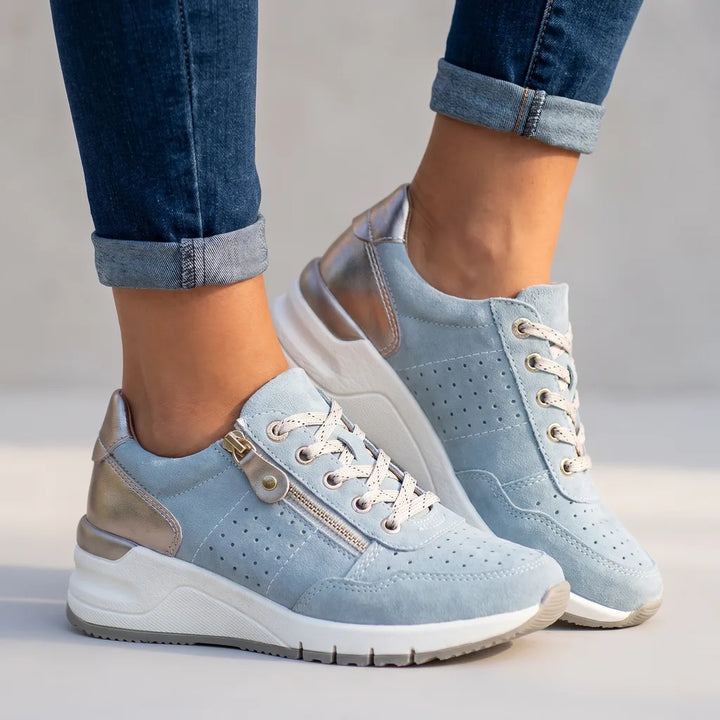 Cleo | Wedge Platform Orthopedic Sneakers - Color:Blue;Size:35